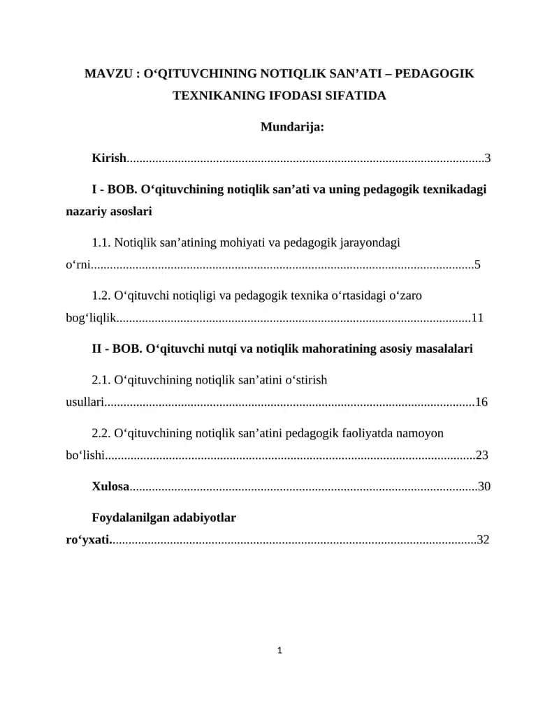 O‘QITUVCHINING NOTIQLIK SAN’ATI – PEDAGOGIK TEXNIKANING IFODASI SIFATIDA 1