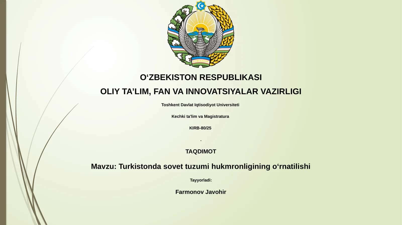 Turkistonda sovet tuzumi hukmronligining o‘rnatilishi 1