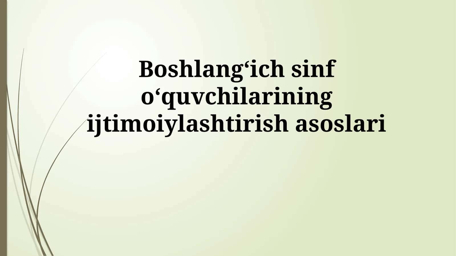 Boshlangʻich sinf oʻquvchilarining ijtimoiylashtirish asoslari 1