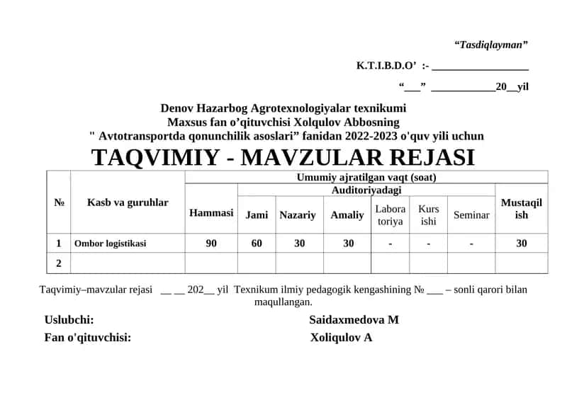 Avtotransportda qonunchilik asoslari 1