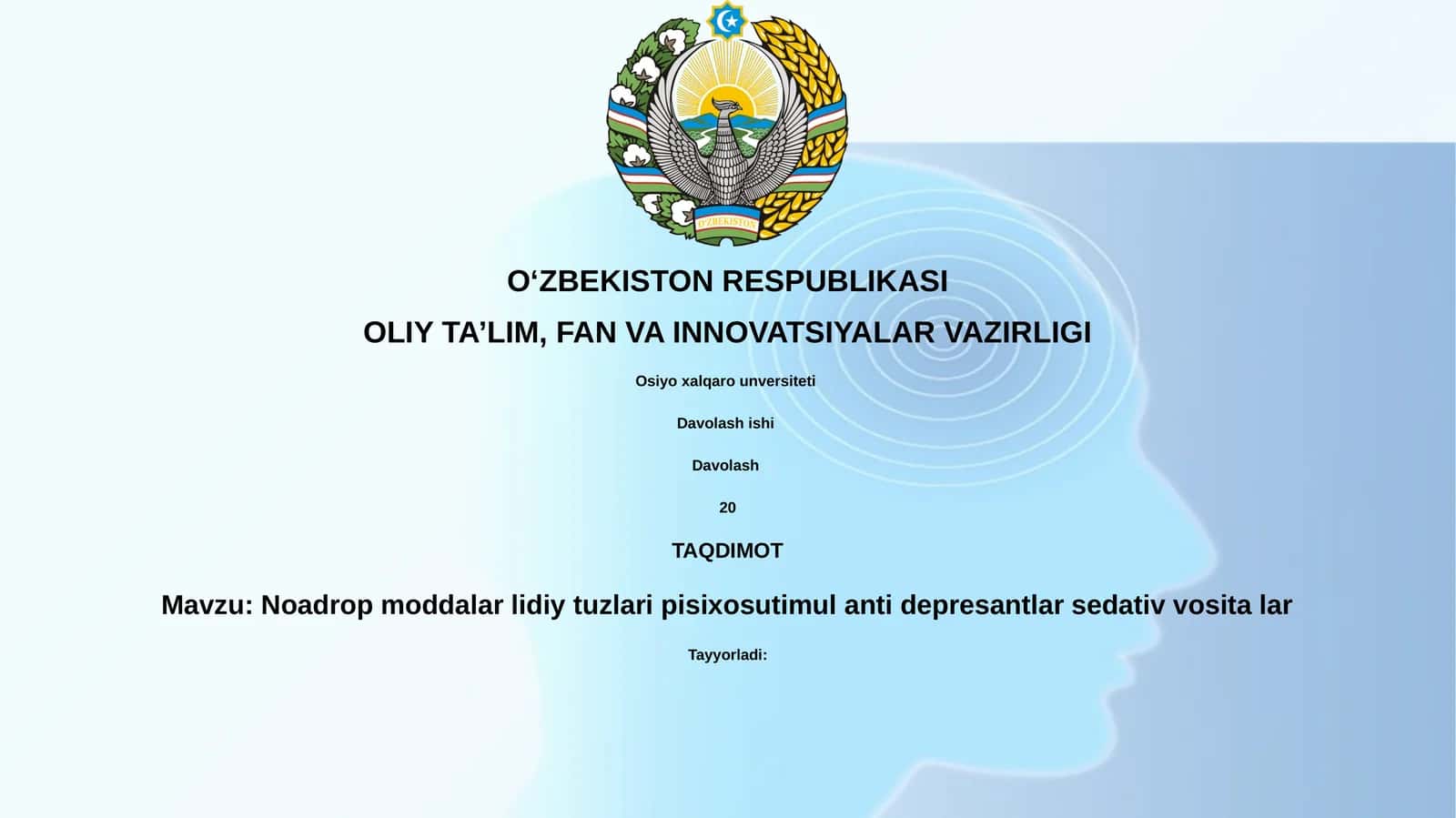 Noadropmoddalarlidiytuzlaripisixosutimulantidepresantlarsedativvositalar 1