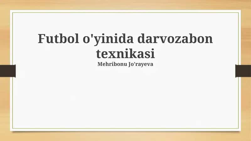 Futbol o'yinida darvozabon texnikasi 1