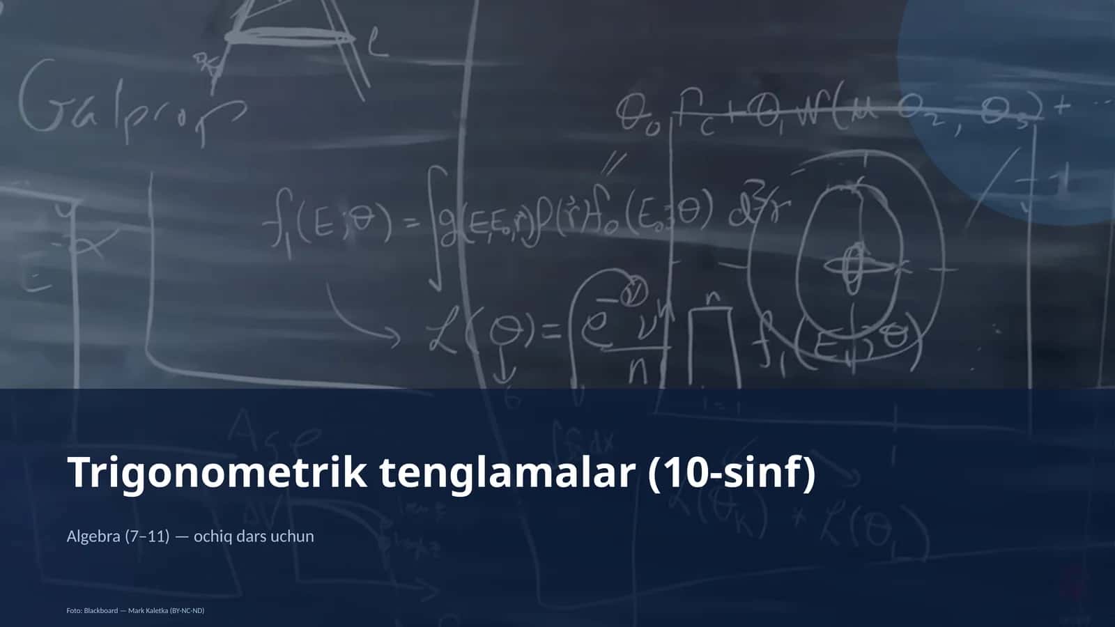 Trigonometrik tenglamalar (10-sinf) 1