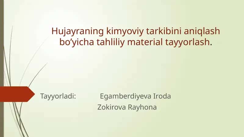 HUJAYRANING KIMYOVIY TARKIBINI ANIQLASH 1