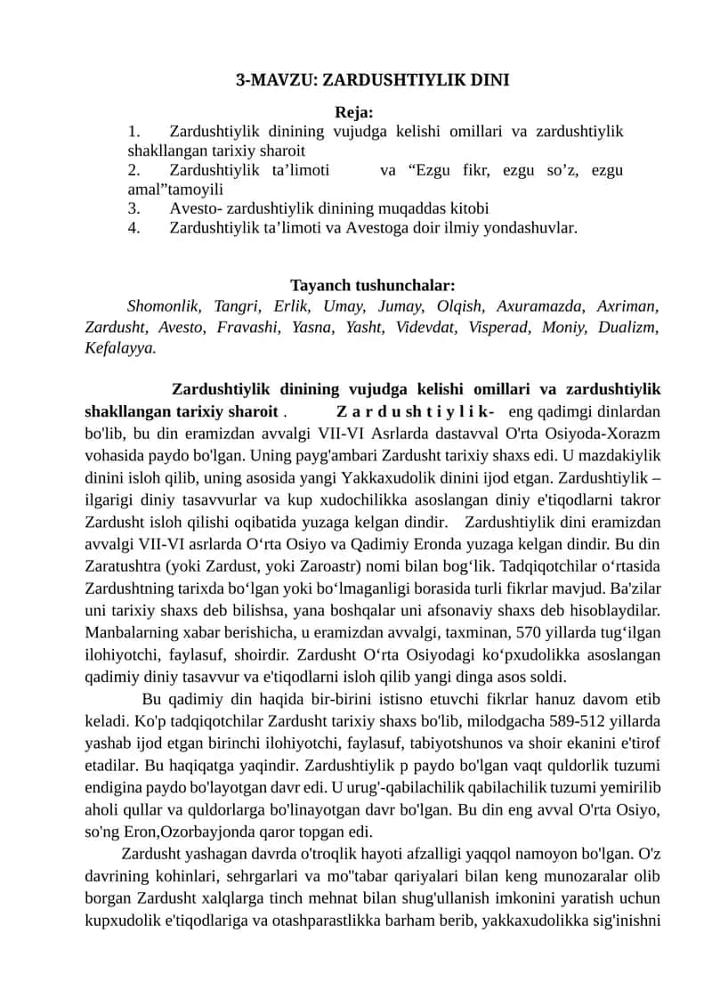 ZARDUSHTIYLIK DINI 1
