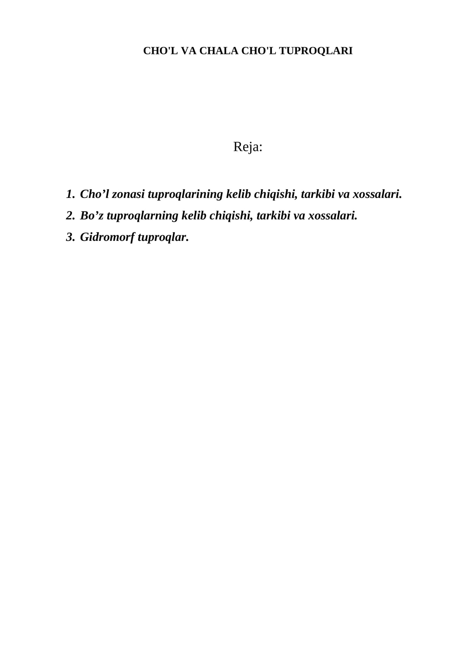 CHO'L VA CHALA CHO'L TUPROQLARI 1