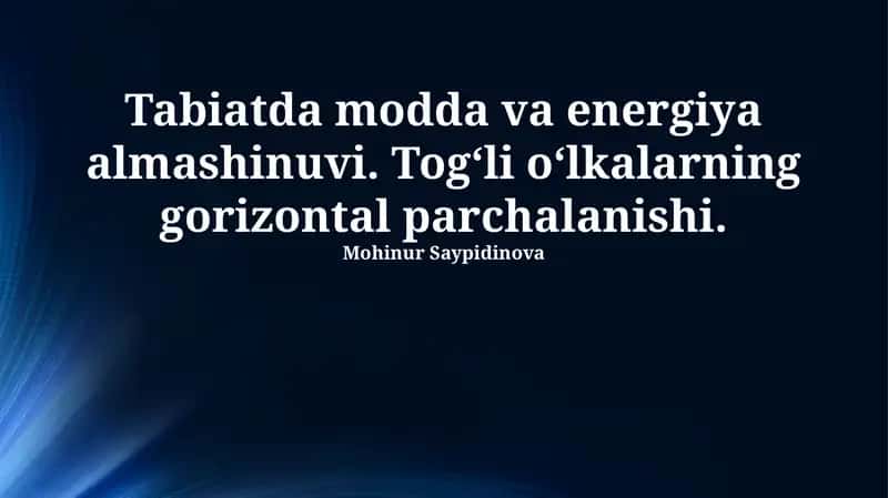 Modda va energiya almashinuvi 1