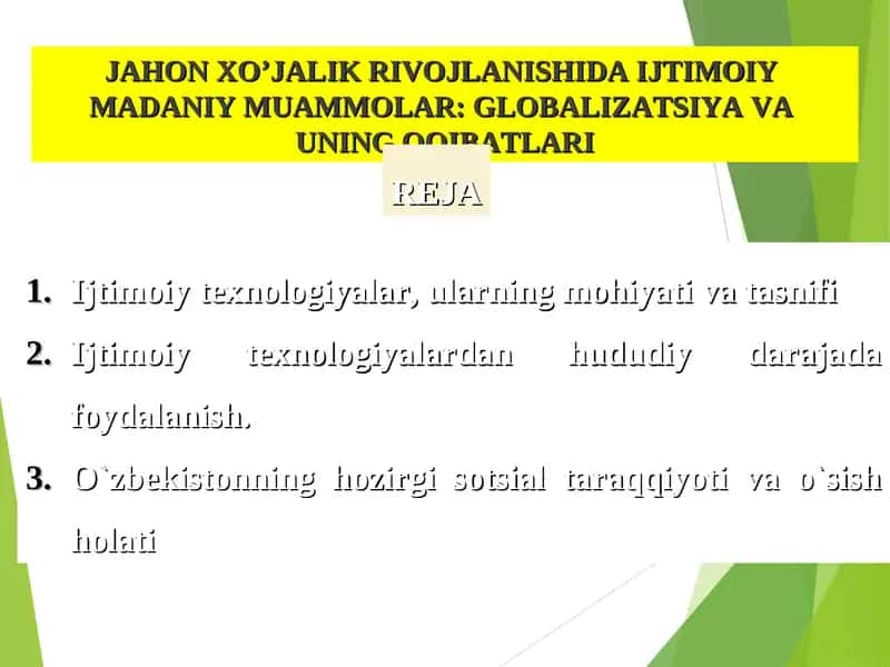 Ijtimoiy texnologiyalar, ularning mohiyati va tasnifi 1