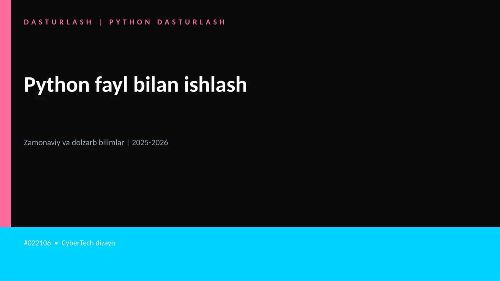 DASTURLASH | PYTHON DASTURLASH 1