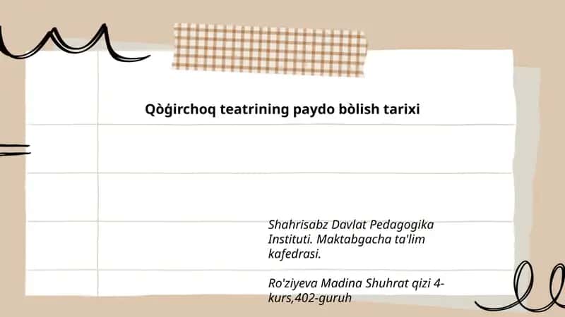 Qo'g'irchoq teatrining paydo bòlish tarixi 1