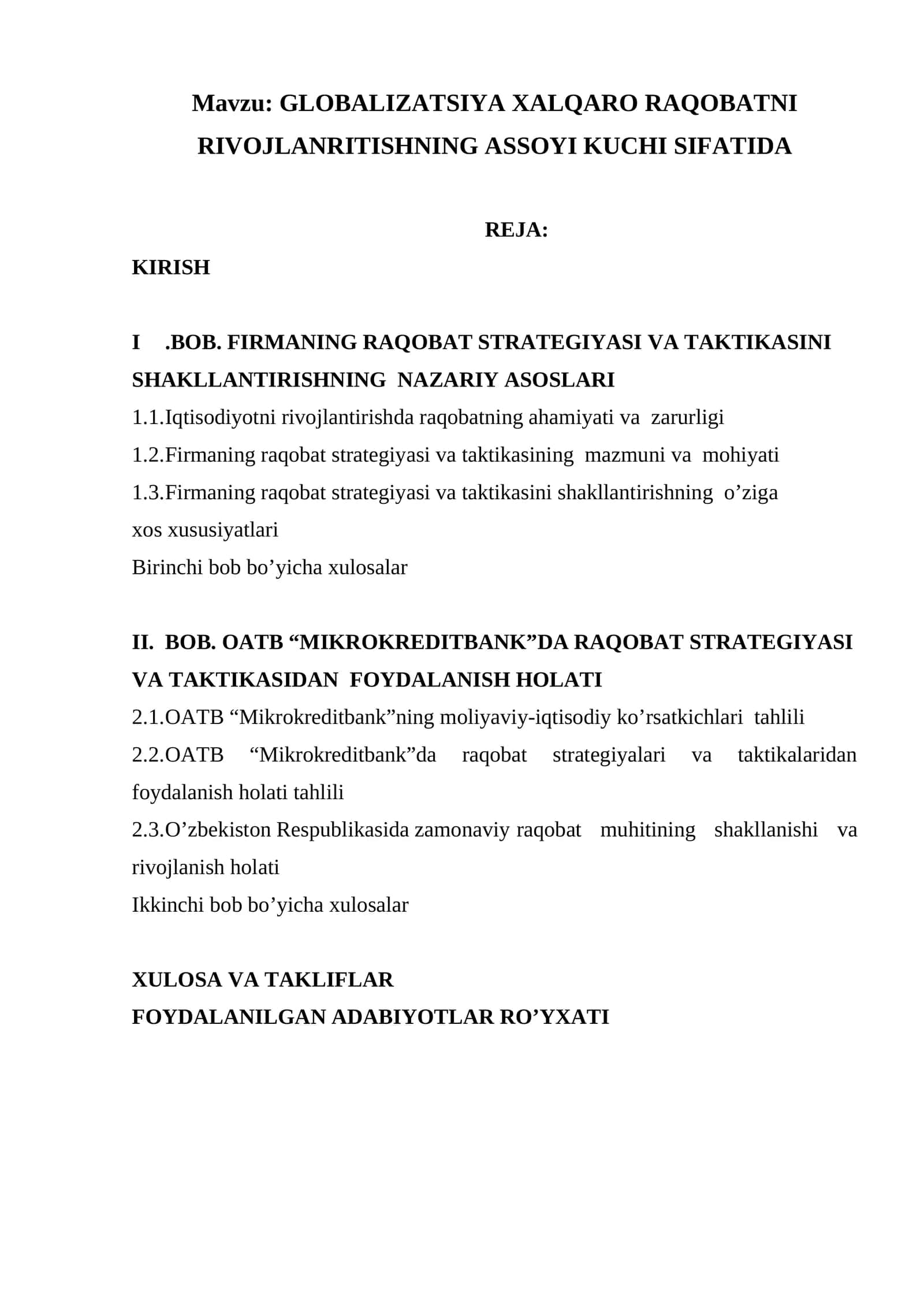 GLOBALIZATSIYA XALQARO RAQOBATNI RIVOJLANRITISHNING ASSOYI KUCHI SIFATIDA 1