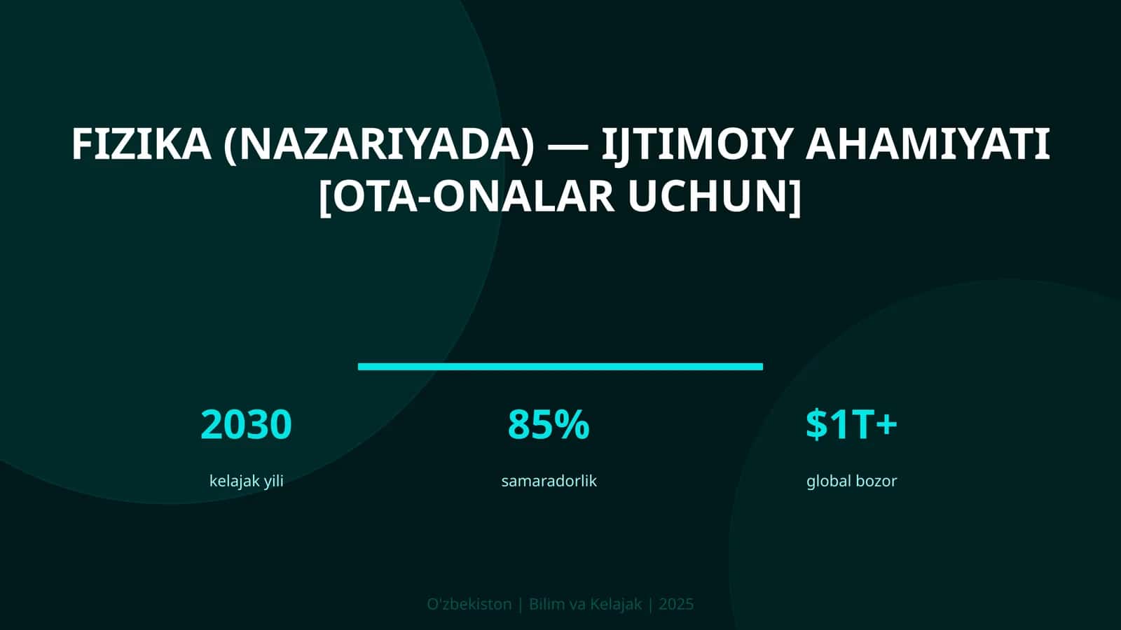 FIZIKA (NAZARIYADA) — IJTIMOIY AHAMIYATI [OTA-ONALAR UCHUN] 1