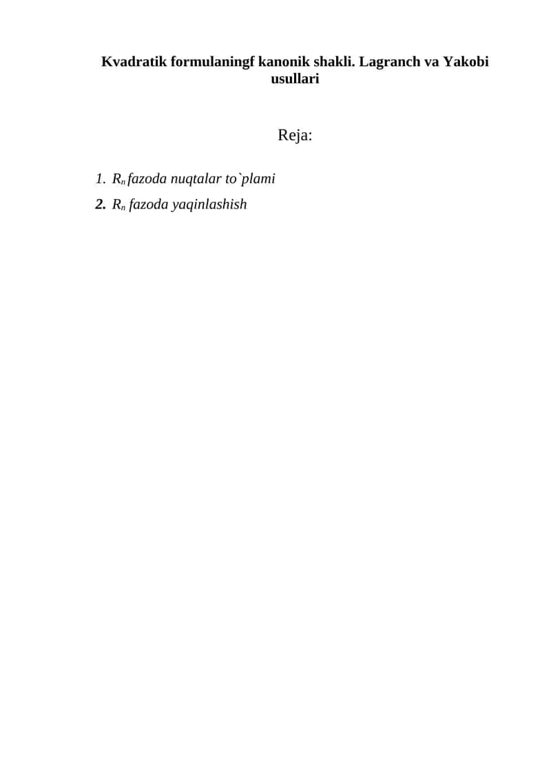 Kvadratik formulaning kanonik shakli 1