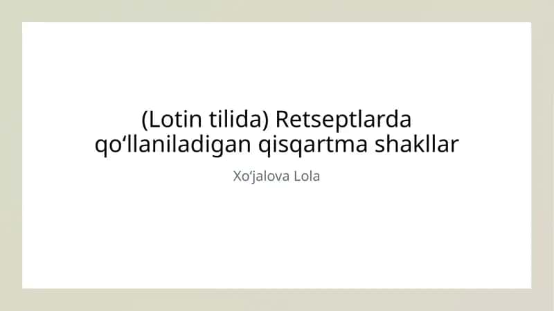 Retseptlarda qoʻllaniladigan qisqartma shakllar 1