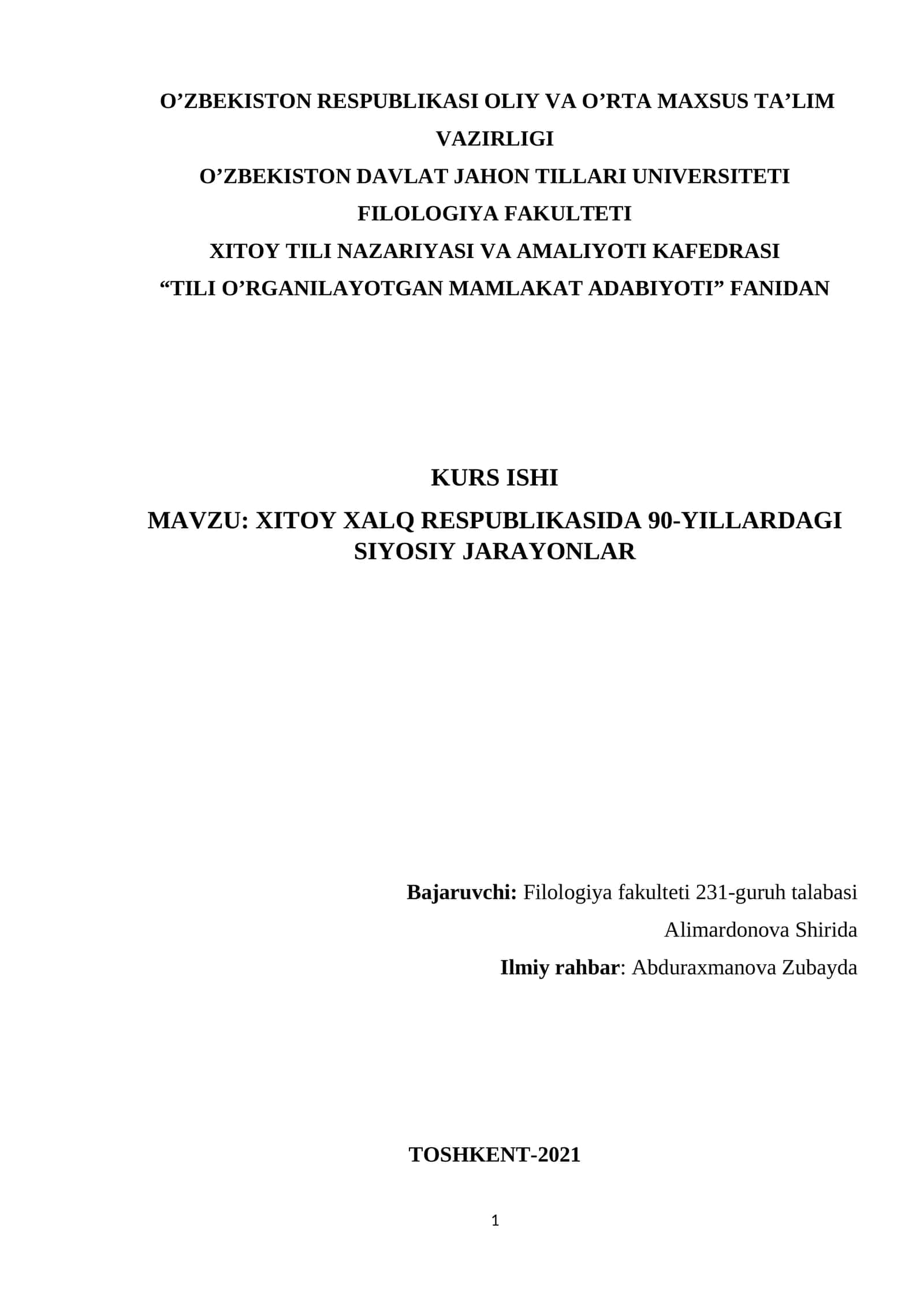 TILI O’RGANILAYOTGAN MAMLAKAT ADABIYOTI FANIDAN 1