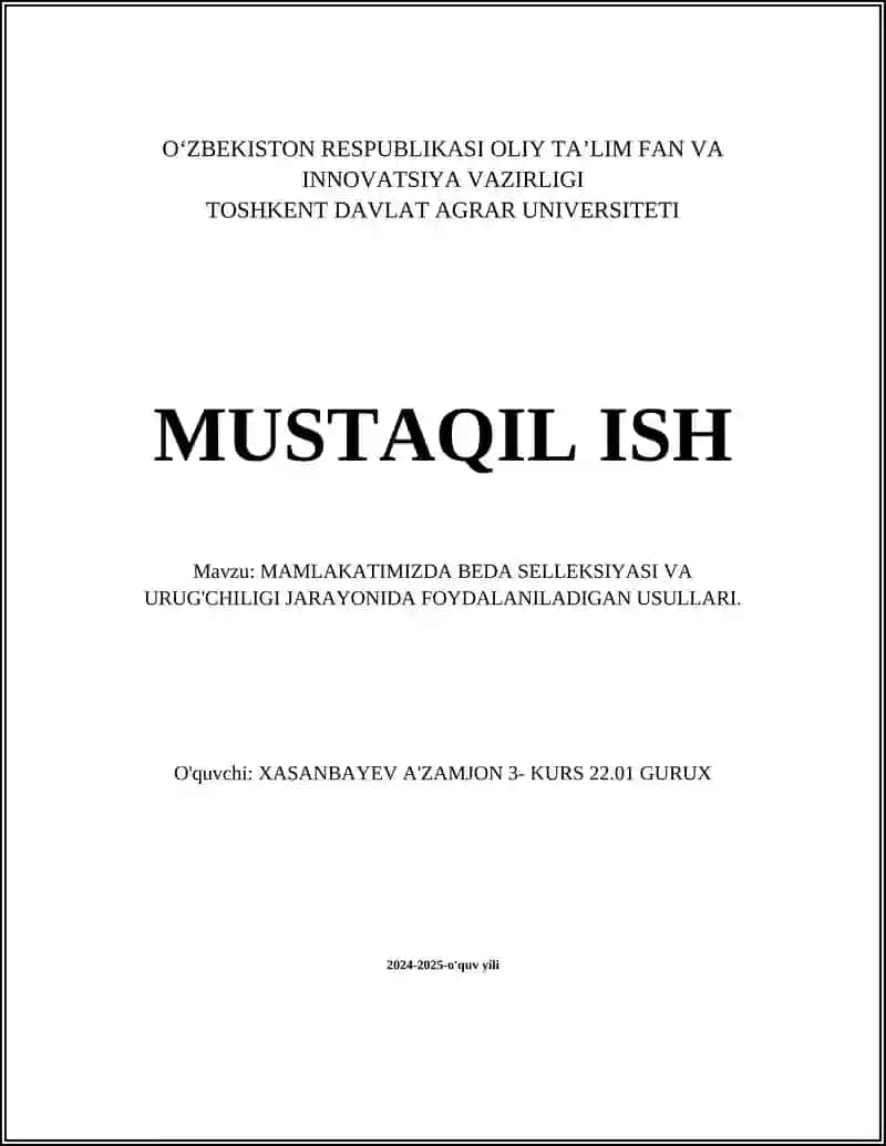 Beda Seleksiyasi Asoslari
