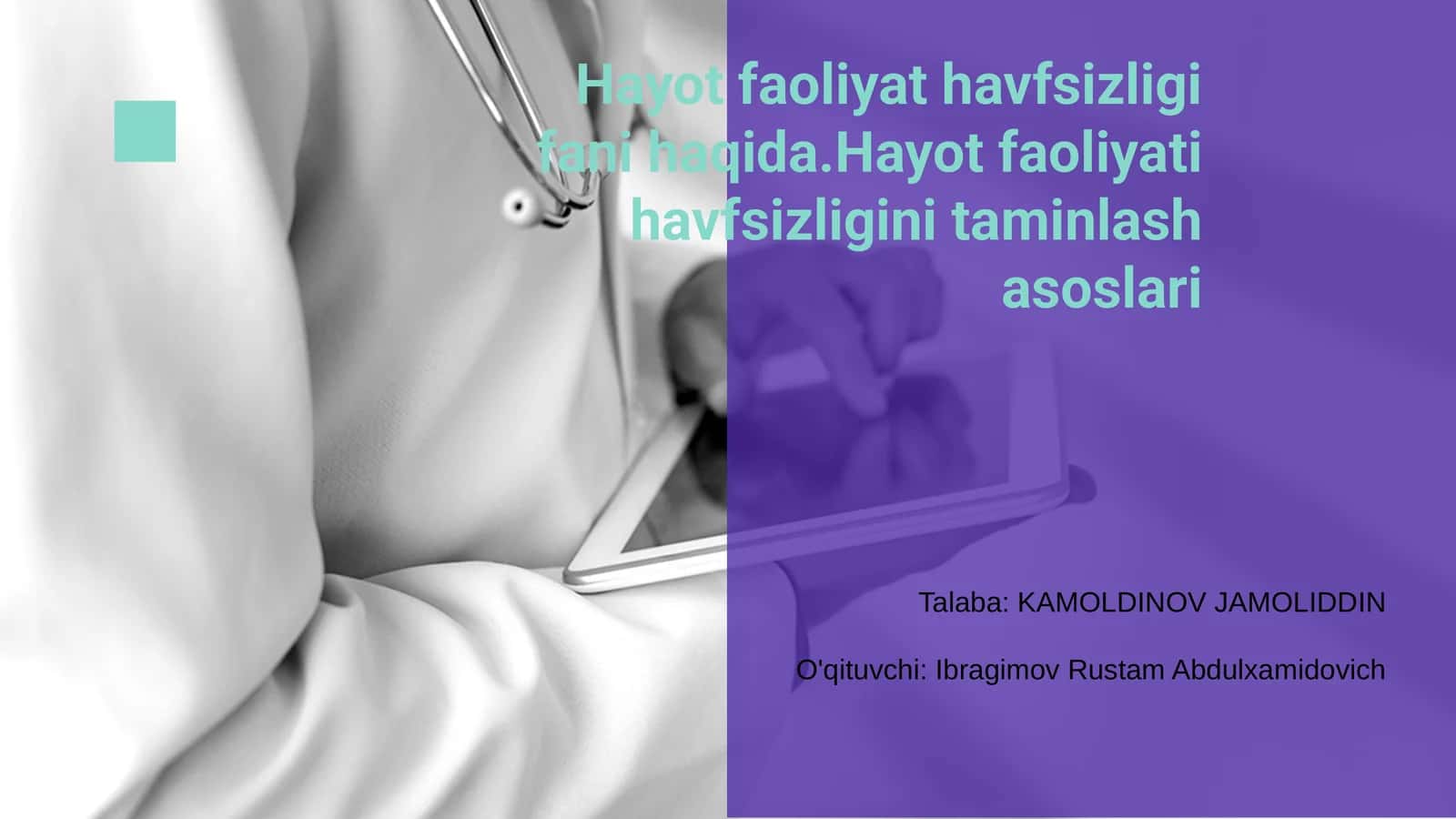 Hayot faoliyat havfsizligi fani 1
