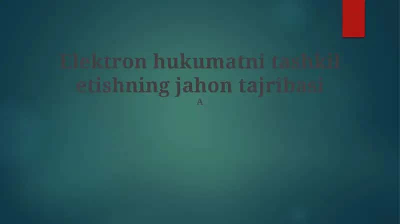 Elektron hukumatni tashkil etishning jahon tajribasi 1