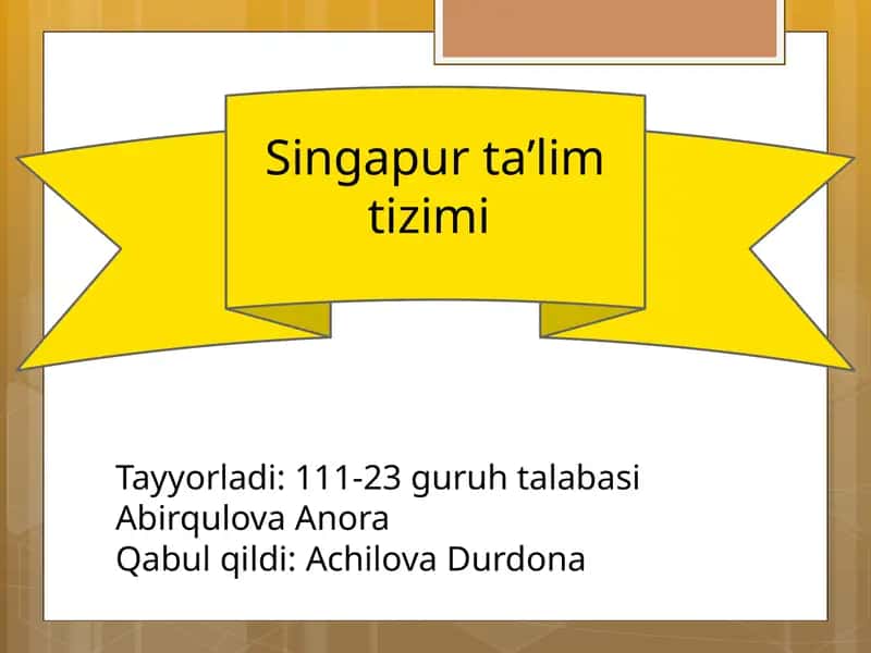 Singapur taʼlim tizimi 1