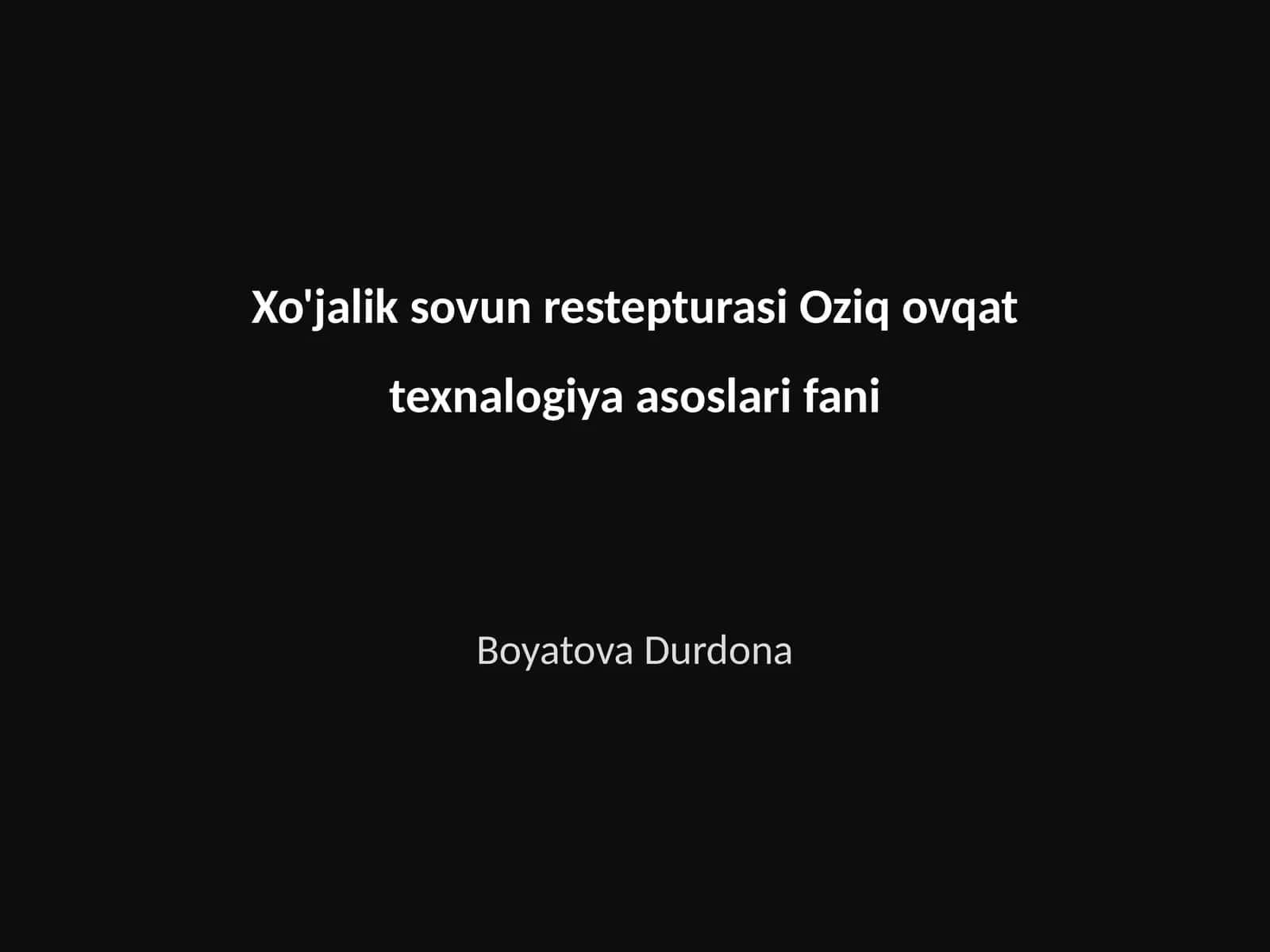 Xo'jalik sovun restepturasi Oziq ovqat texnalogiya asoslari fani 1