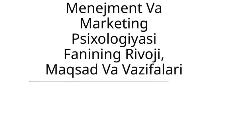 Boshqaruv Psixologiyasi Fanining Rivoji 1