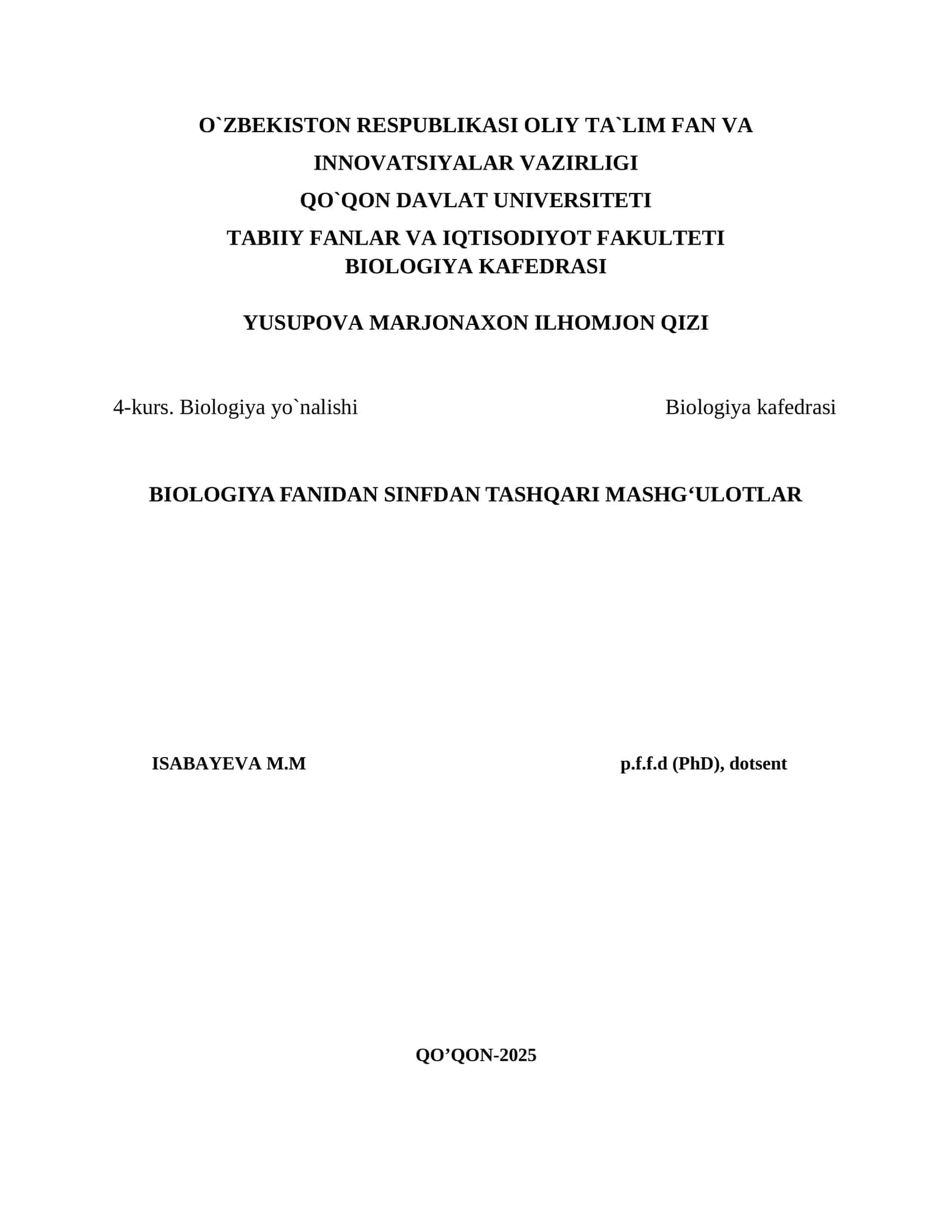 BIOLOGIYA FANIDAN SINFDAN TASHQARI MASHG‘ULOTLAR 1