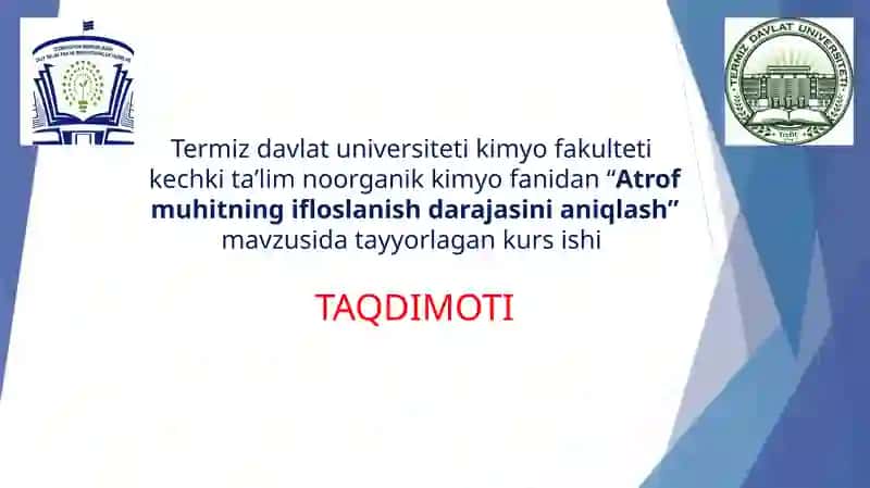 Atrof muhitning ifloslanish darajasini aniqlash 1