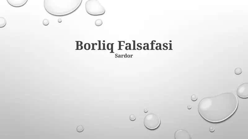 Borliq Falsafasi 1