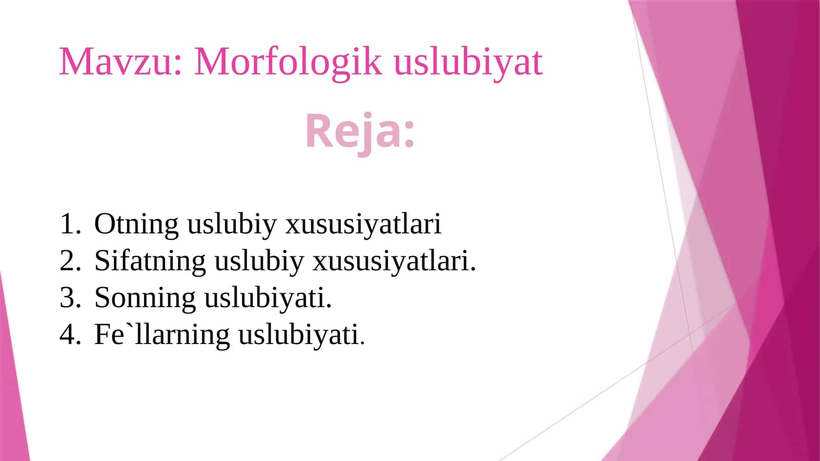 Morfologik uslubiyati 1