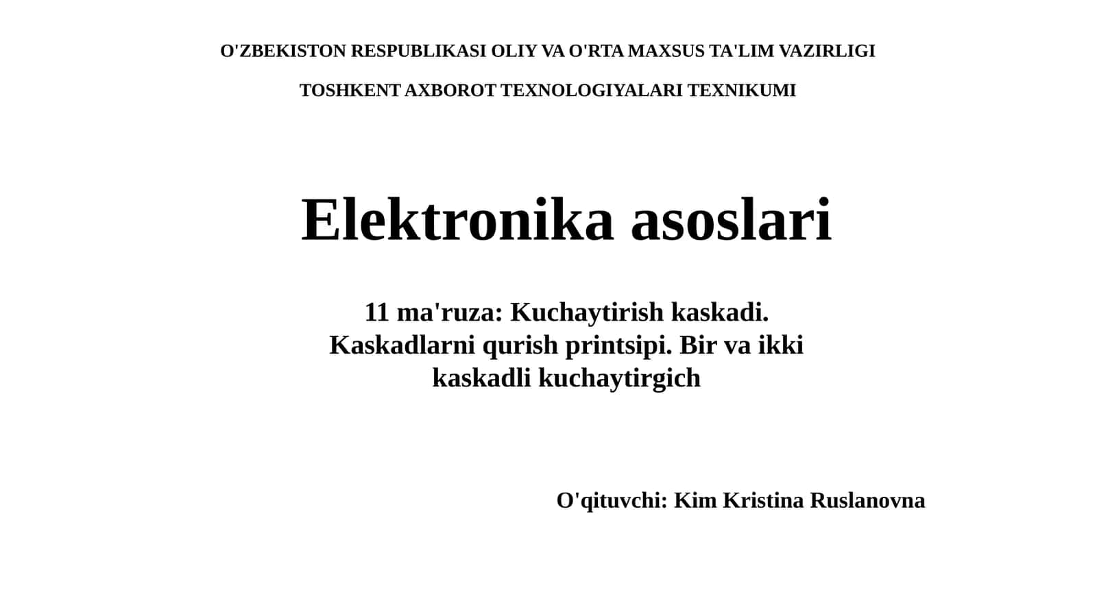 Elektronika asoslari 1