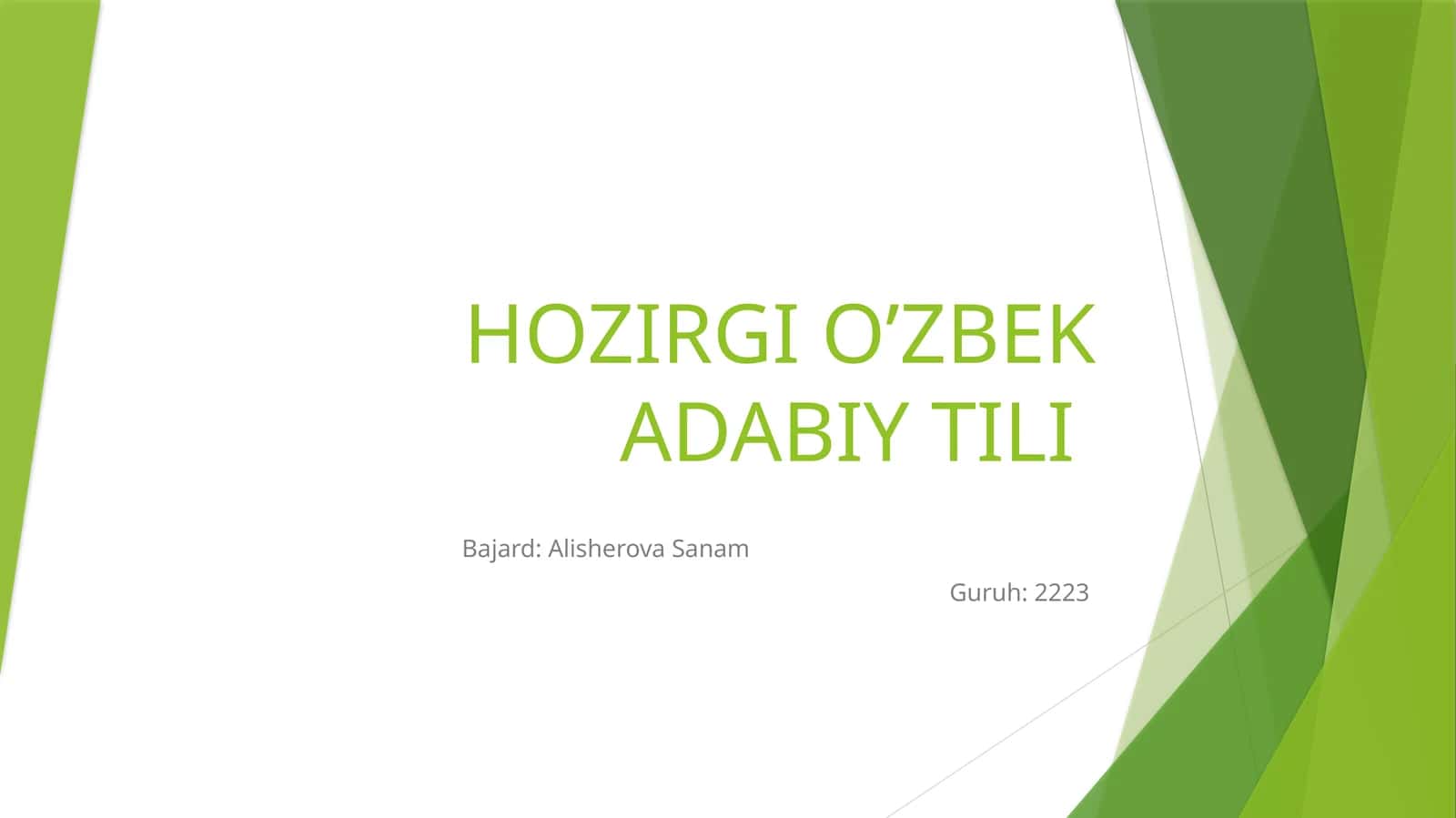 Hozirgi o’zbek adabiy tili kursining maqsadi va vazifalari 1