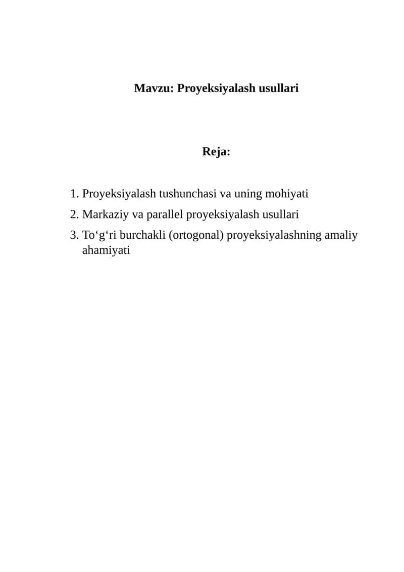 Proyeksiyalash usullari 1
