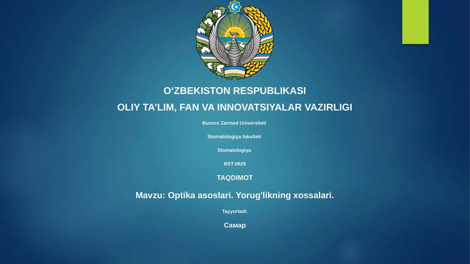 Optika asoslari. Yorug'likning xossalari 1