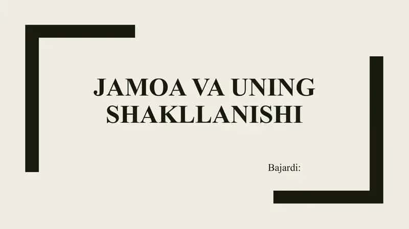 Jamoa va uning shakllanishi 1