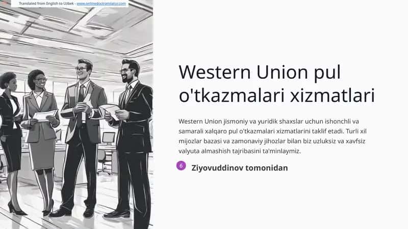 Western Union pul o'tkazmalari xizmatlari 1