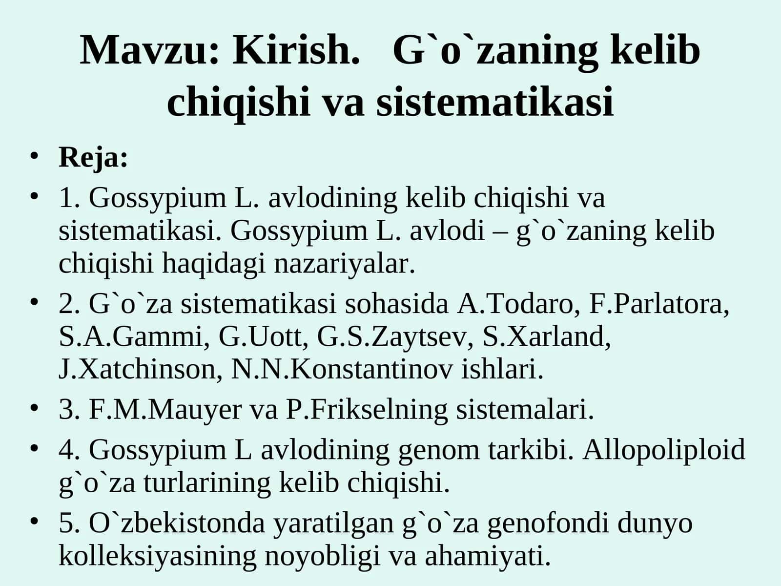 G`o`zaning kelib chiqishi va sistematikasi 1