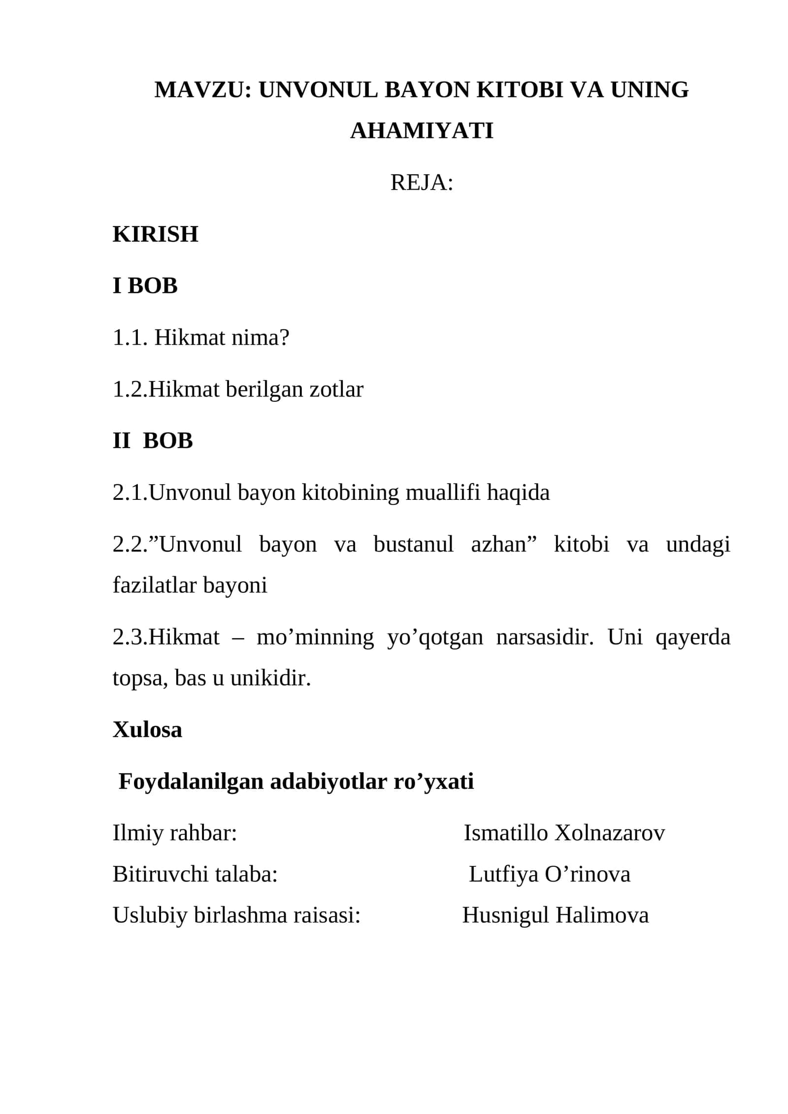 UNVONUL BAYON KITOBI VA UNING AHAMIYATI 1