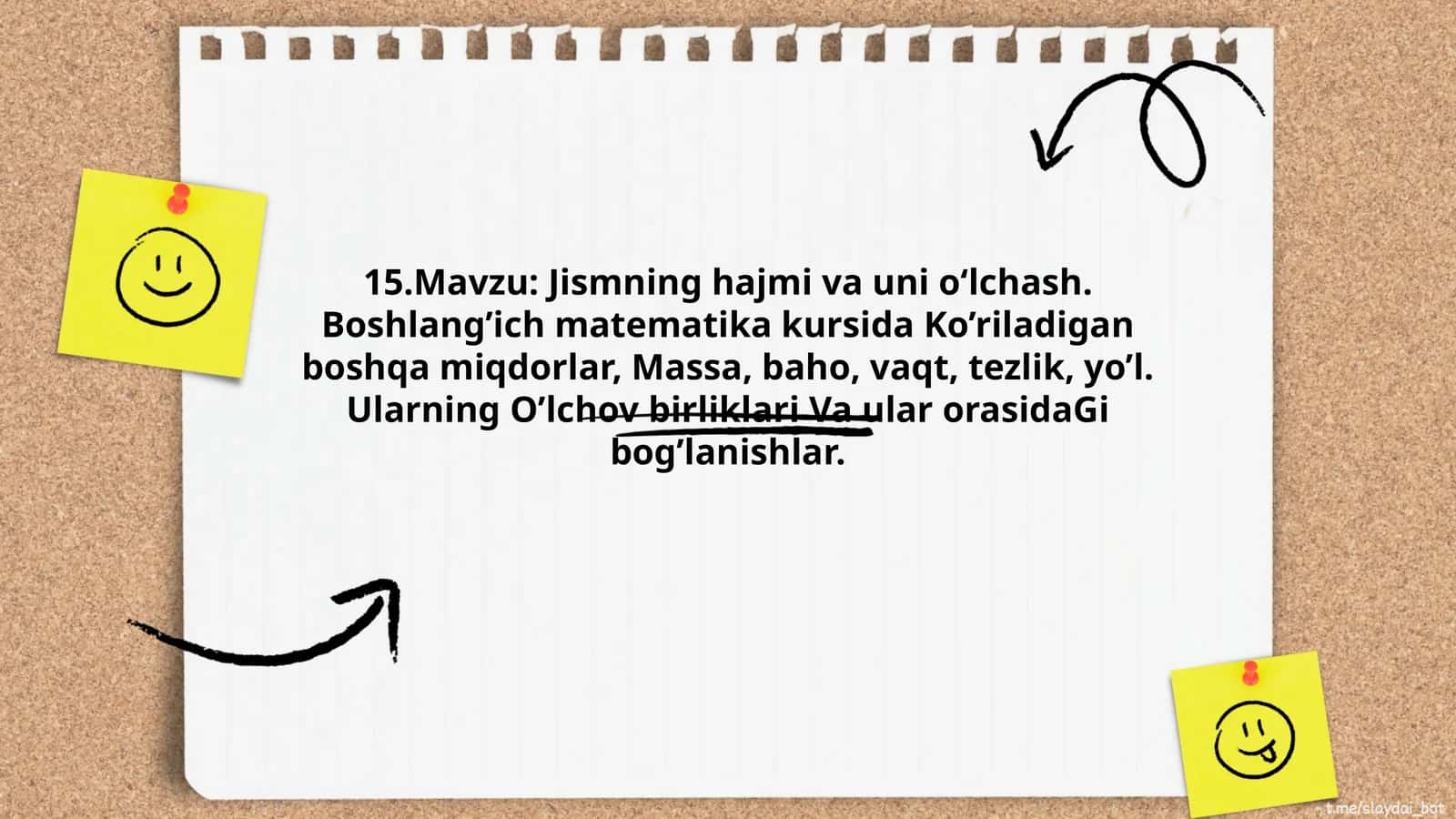 Jismning hajmi va uni o‘lchash. Boshlang’ich matematika kursida Ko’riladigan boshqa miqdorlar, Massa, baho, vaqt, tezlik, yo’l. Ularning O’lchov birliklari Va ular orasidaGi bog’lanishlar 1