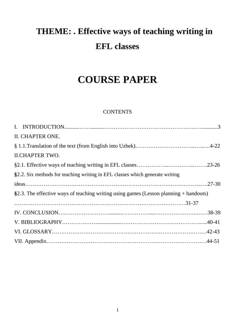Effective ways of teaching writing in EFL classes 1