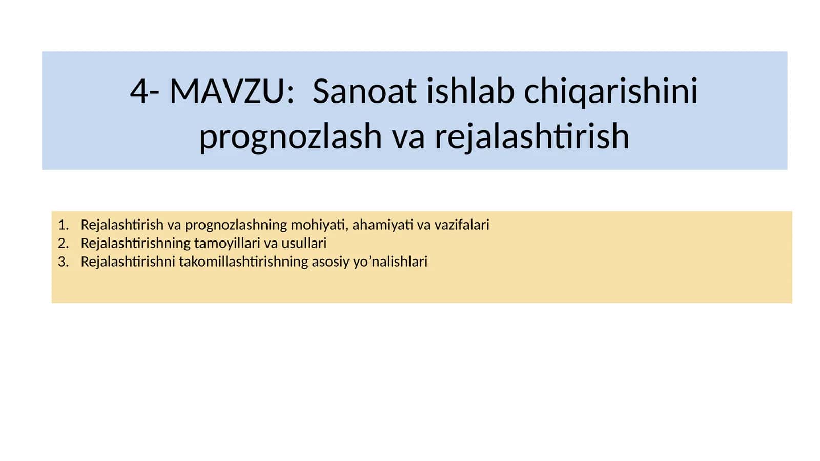 Sanoat ishlab chiqarishini prognozlash va rejalashtirish 1