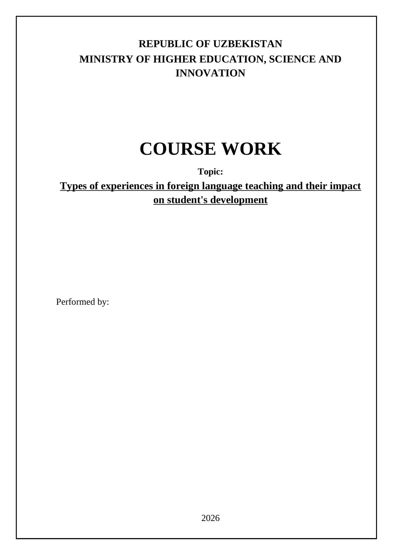 Types of experiences in foreign language teaching and their impact on student's development 1