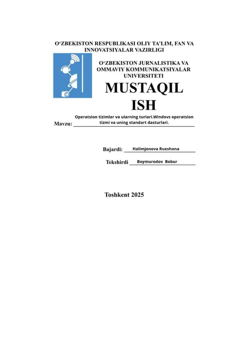 Operatsion tizimlar va ularning turlari 1
