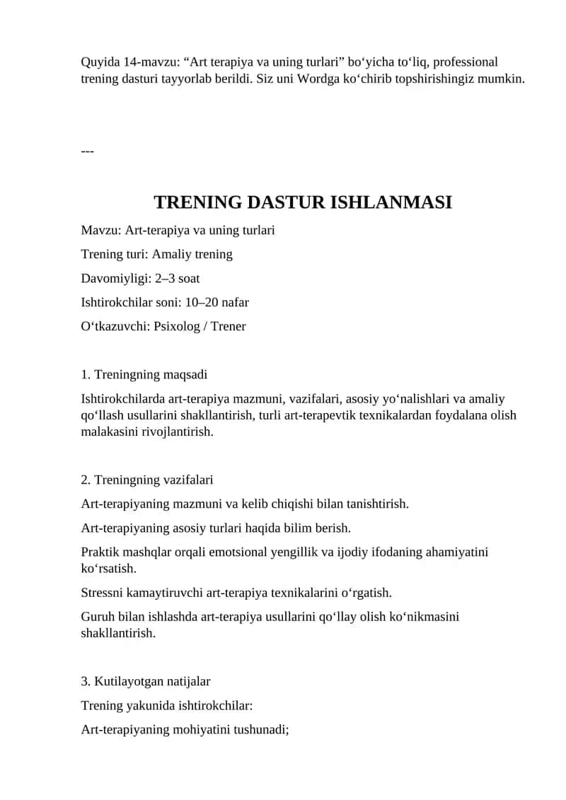TRENING DASTUR ISHLANMASI 1