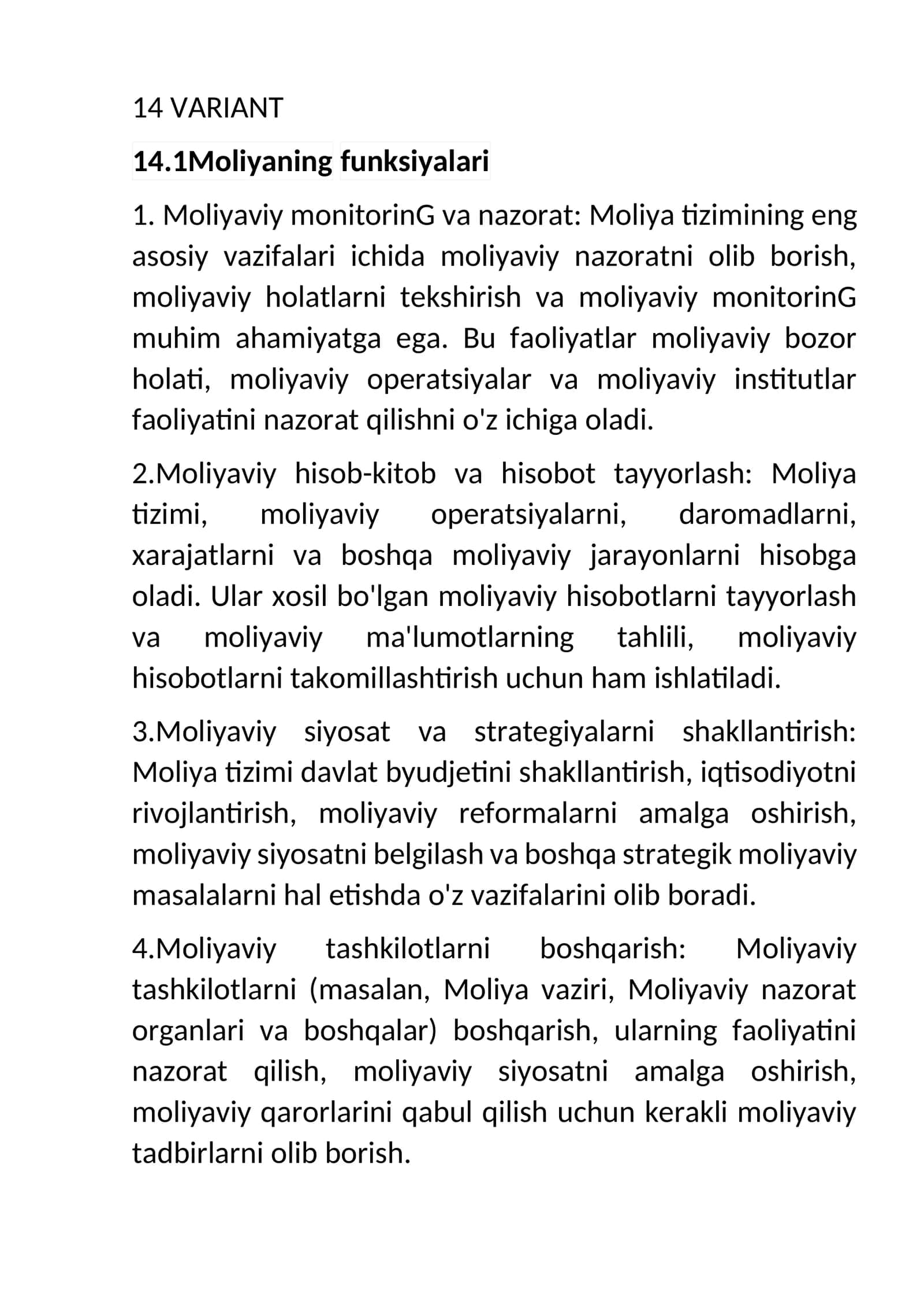 Moliyaning funksiyalari 1