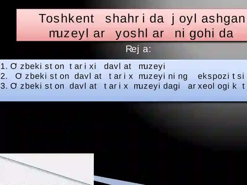 Toshkent shahrida joylashgan muzeylar yoshlar nigohida