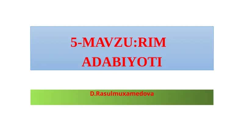 RIM ADABIYOTI 1