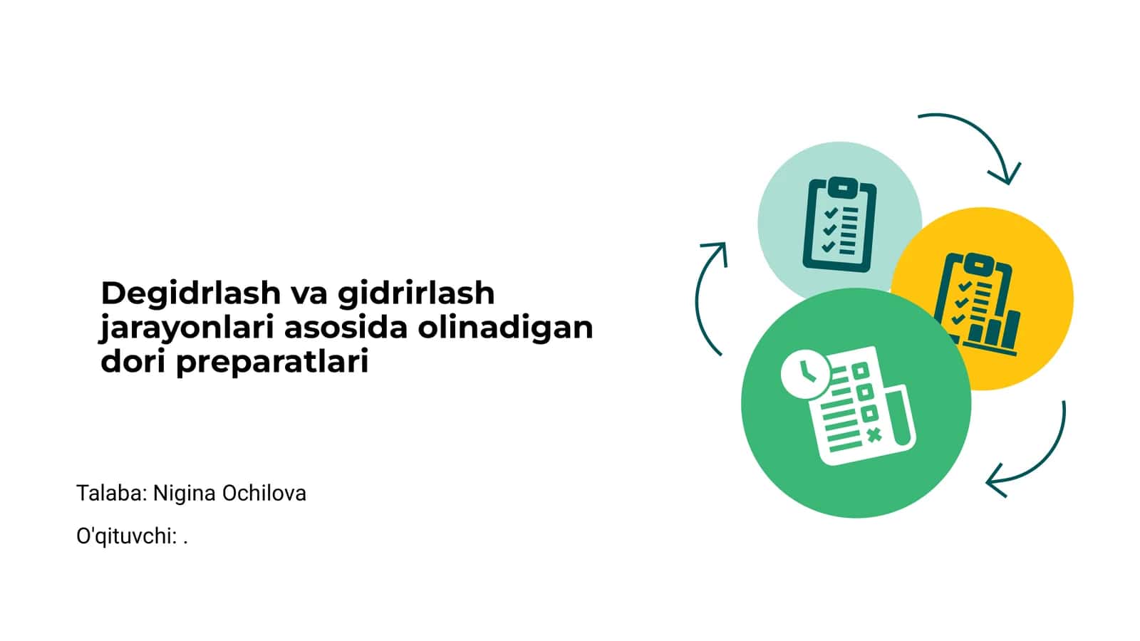 Degidrlash va gidrirlash jarayonlari asosida olinadigan dori preparatlari 1