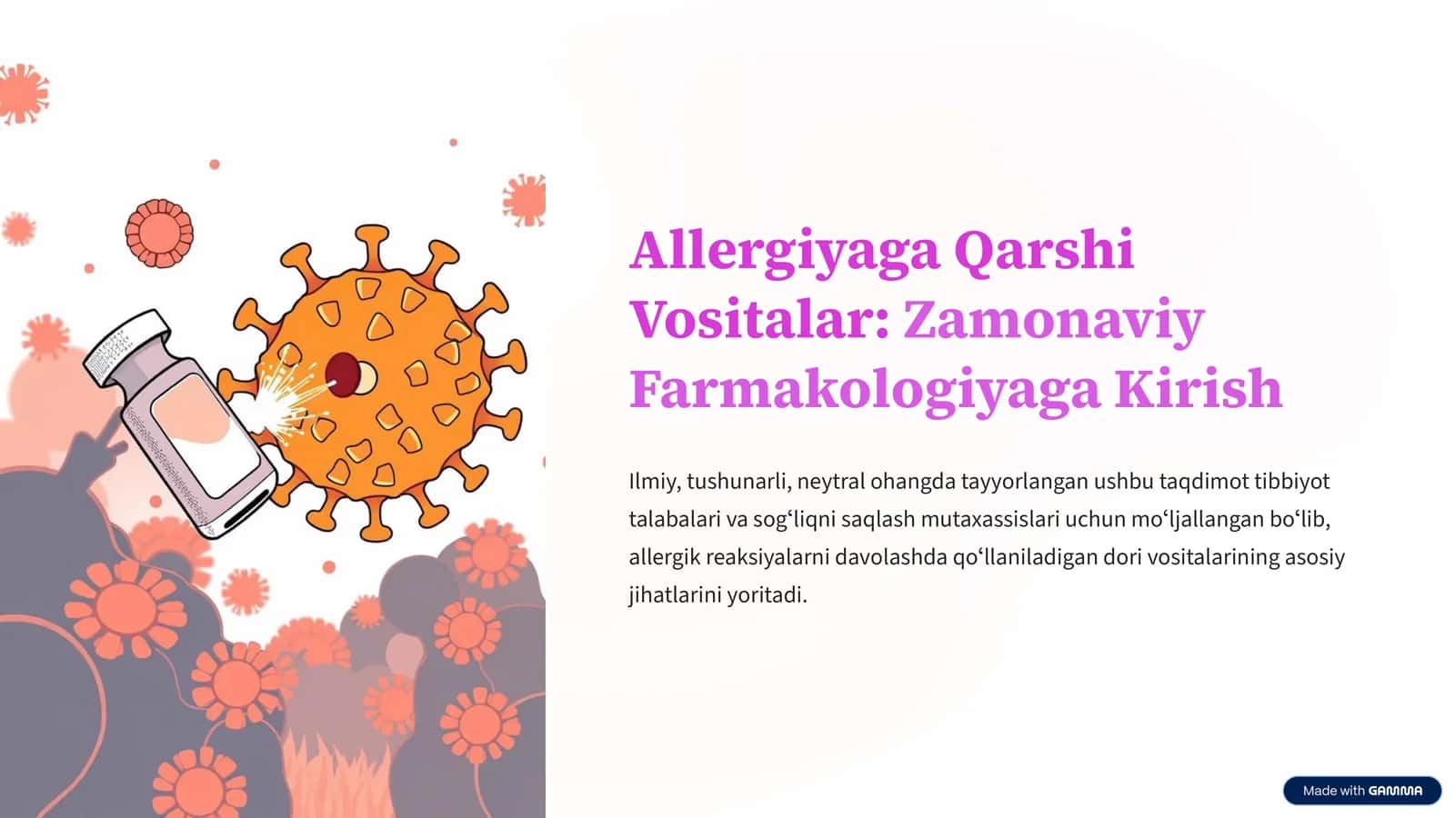 Allergiyaga Qarshi Vositalar:Zamonaviy Farmakologiyaga Kirish 1