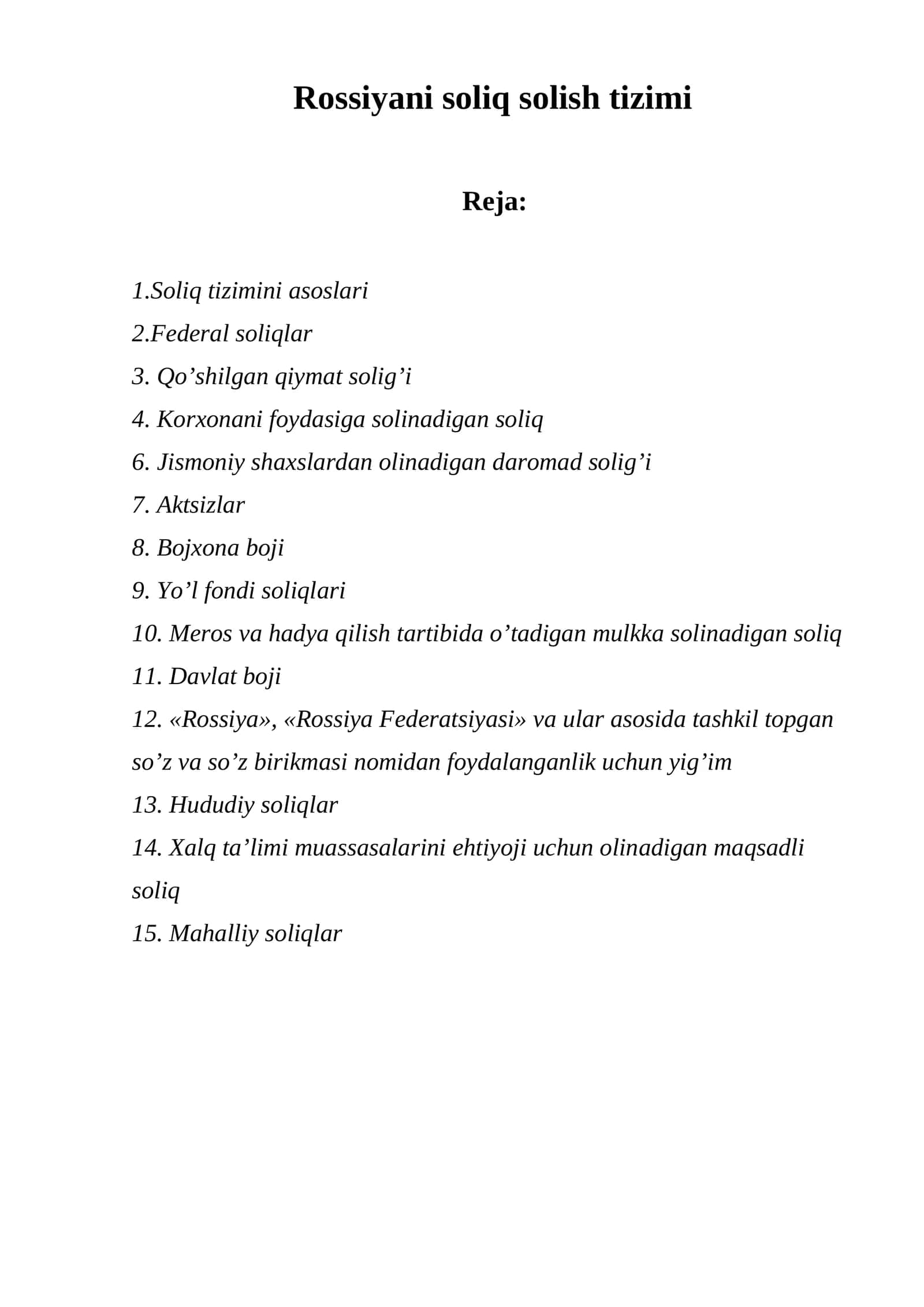 Rossiyani soliq solish tizimi 1