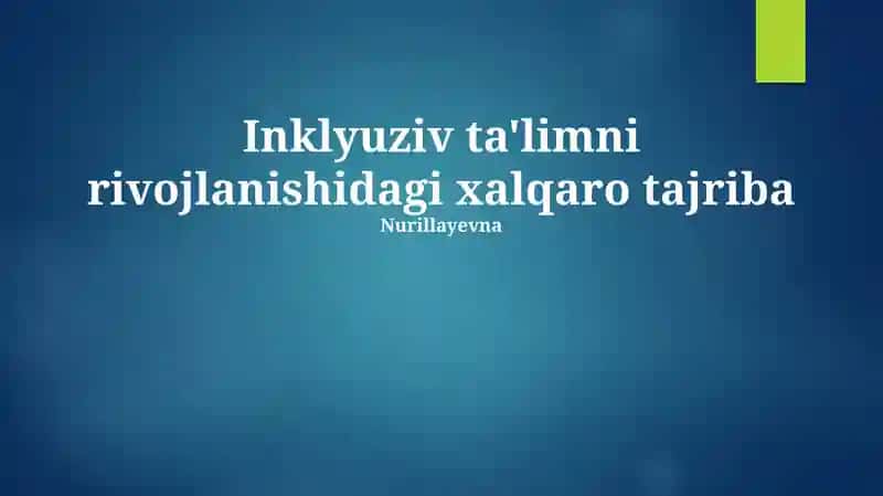 Inklyuziv Ta'limni Rivojlantirishdagi Xalqaro Tajriba